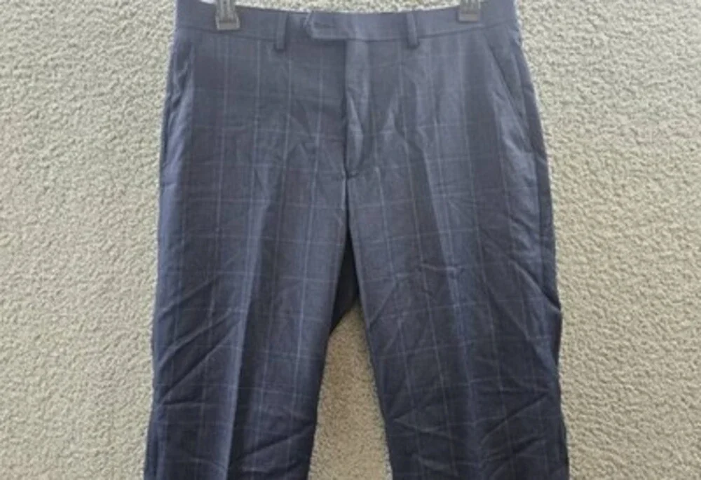 Michael Kors Classic-Fit Wool-Blend Suit Pants Men's 34W x 32L Midnight Plaid